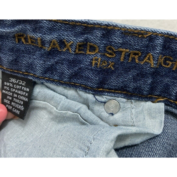 Carbon Jeans Mens 34 x 29 Blue Dark Wash Denim Relaxed Straight Flex Casual - Picture 4 of 14